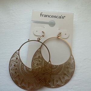 Francesca's Collections Gold Filigree Circle Drop Earrings